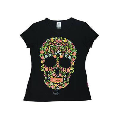 Calavera Floral Dama Negro